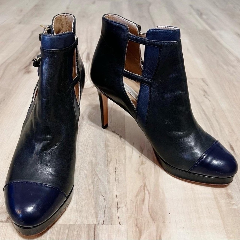Elegant Black and Navy Heeled Boots